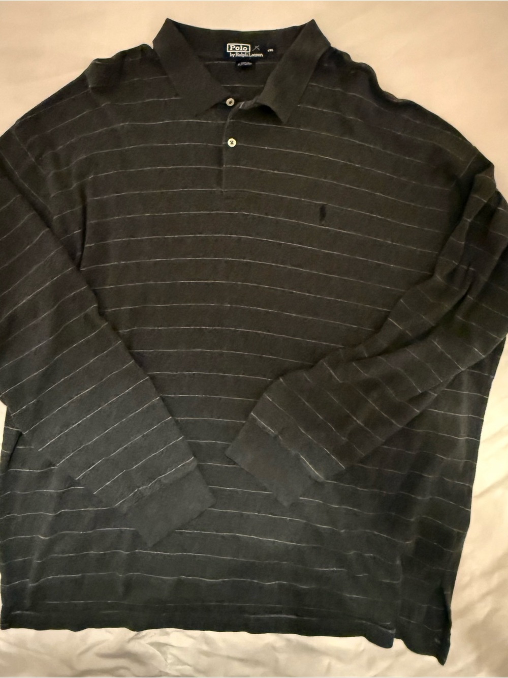 Polo by Ralph Lauren Black Long-Sleeve Striped Polo